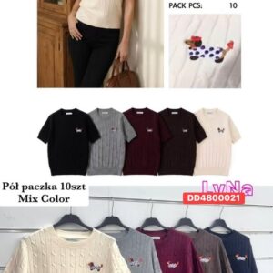 dzianinowy sweter z krótkim rękawem